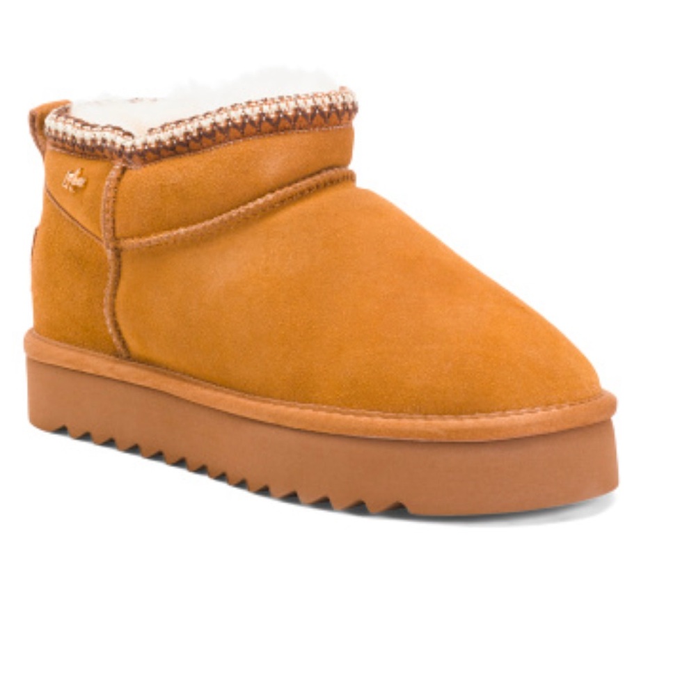 NEW MEXX Suede Shearling Booties Sheepskin Sneaker Bottom size 8